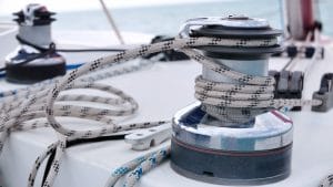 Rope of Sailing white boat.