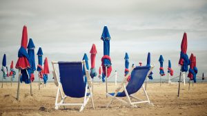 Le plage de Deauville, en Normandie.