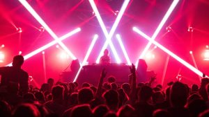 Red lights during a DJ set